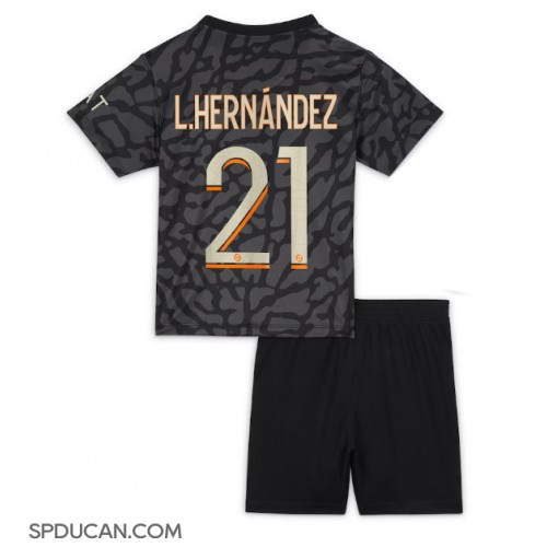 Dječji Nogometni Dres Paris Saint-Germain Lucas Hernandez #21 Rezervni 2023-24 Kratak Rukav (+ Kratke hlače)